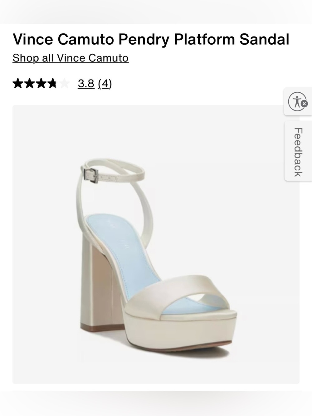 Vince Camuto Ivory Platform Heel- Size 8.5 NWT